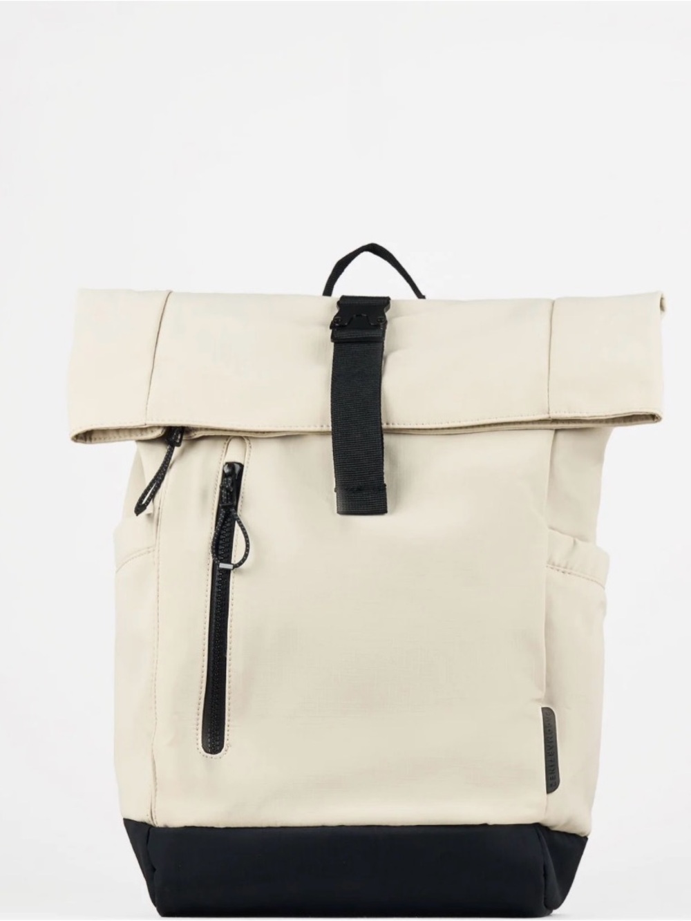 Men's Cream Roll-Top Backpack with Black Trim